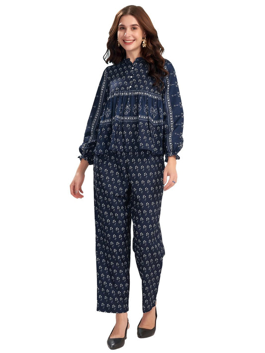 Selvia Co-ords Set for Women | Rayon Blend Top & Trouser Co-ords Set | Ethnic Co-ords Set for Women | Printed Two Piece Co-ord S
