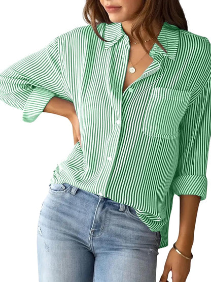Indoprimo Striped Shirt For Women Full Sleeve Stylish Oversize Fit Shirt