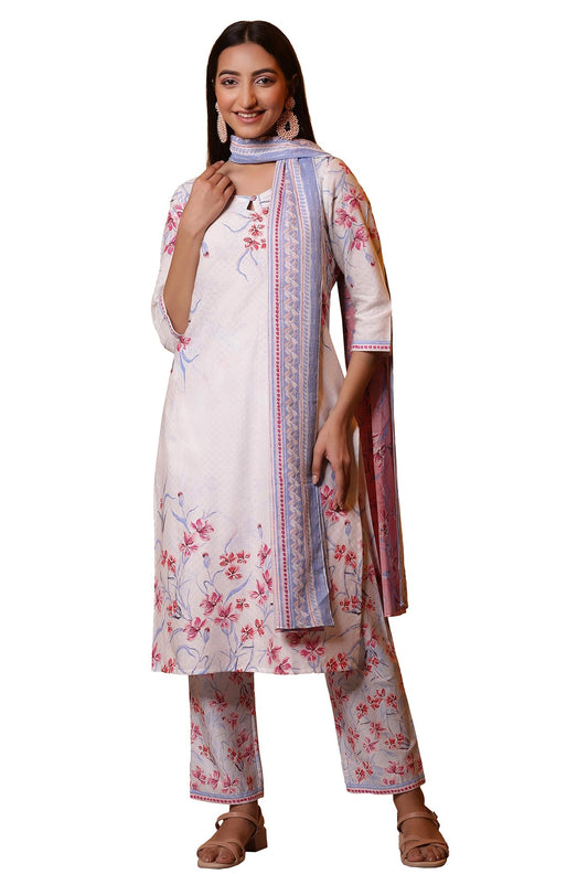 Aurelia Women Viscose Floral Printed Kurta With Pant & Dupatta Set