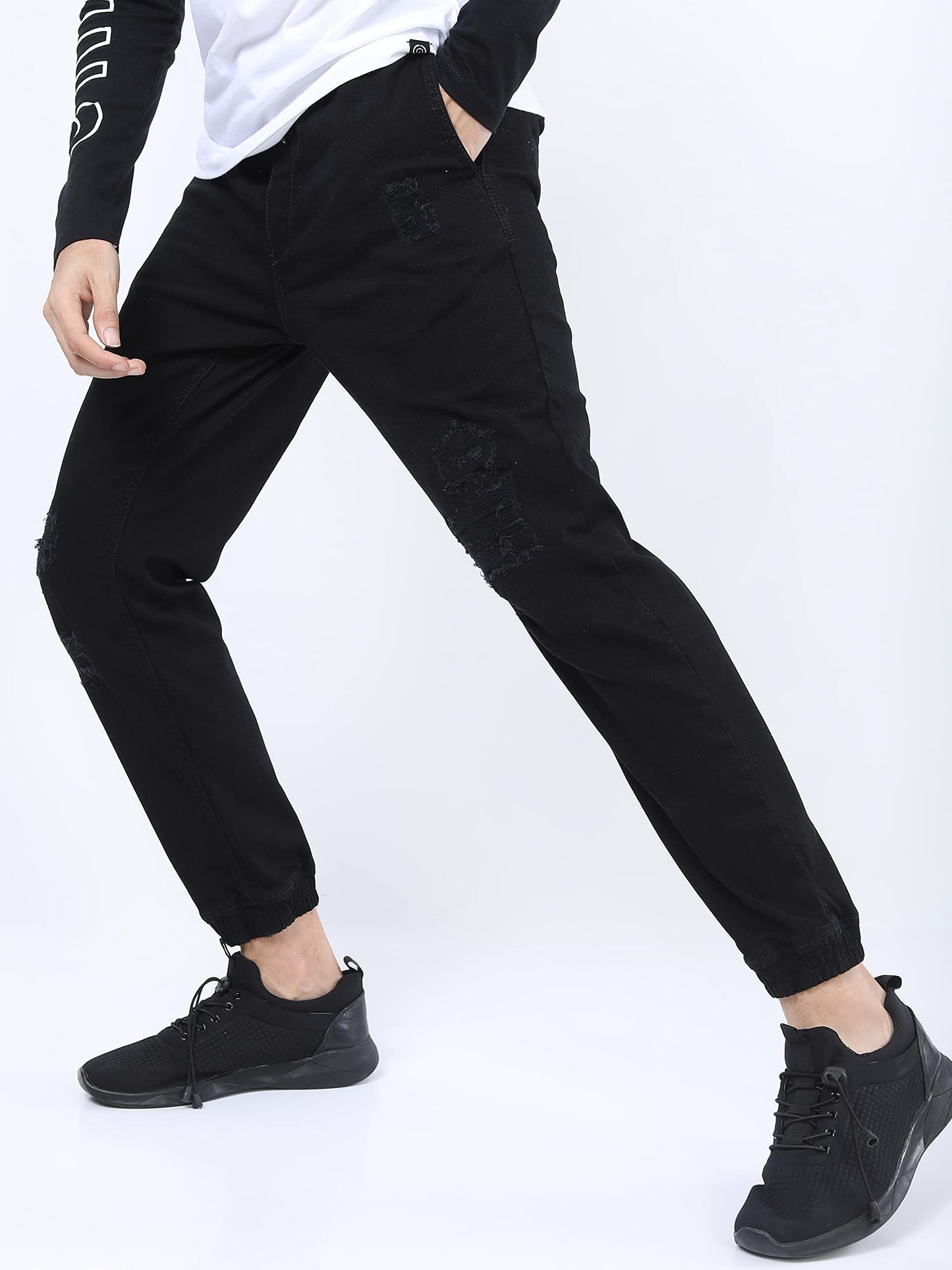 KETCH Mens Black Jogger Fit Jeans