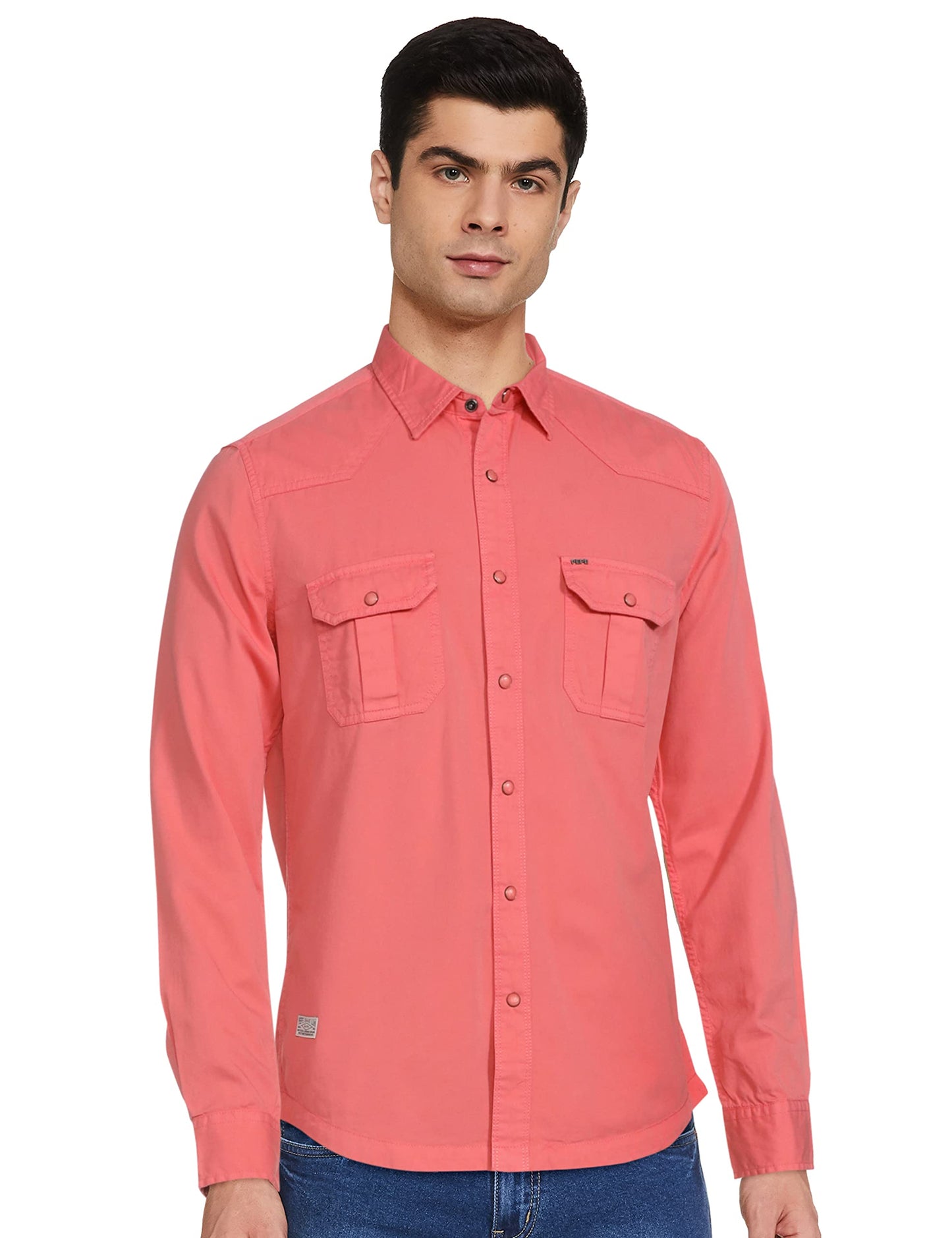 Pepe Jeans MenS Solid Slim Fit Casual Shirt (Pm306571_Fuschia Xl)