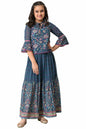 Aurelia Girls Polyester Top & Skirt (22AUG10279B-505734_Blue