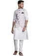 Manyavar Kurta Jacket Set For Men, Full Sleeves Mandarin Collar Ethnic Wear Jacket Set For Festival, Wedding, Party Blended Visc