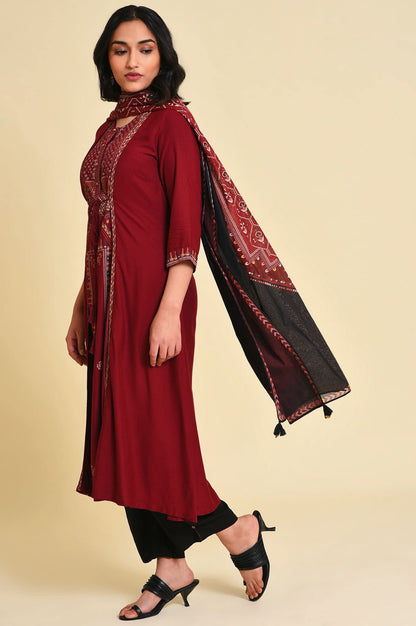 W for Woman Women's Viscose Kurta Set Straight Pant & Dupatta