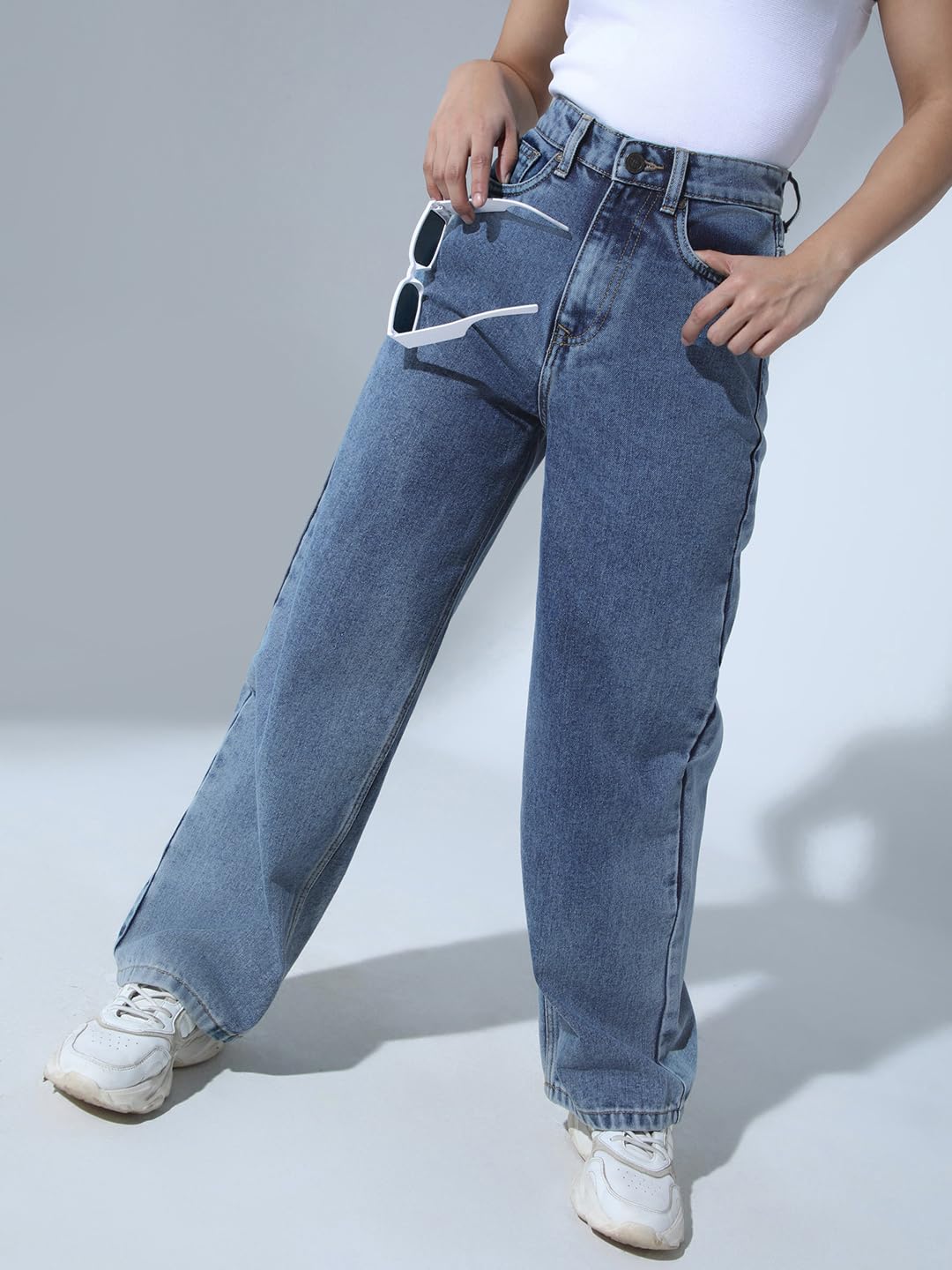 Hubberholme Women Blue Cotton Relaxed Fit High-Rise Jeans