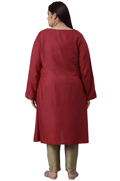 W for Woman Women Viscose Polka Dots Printed A-Line Kurta