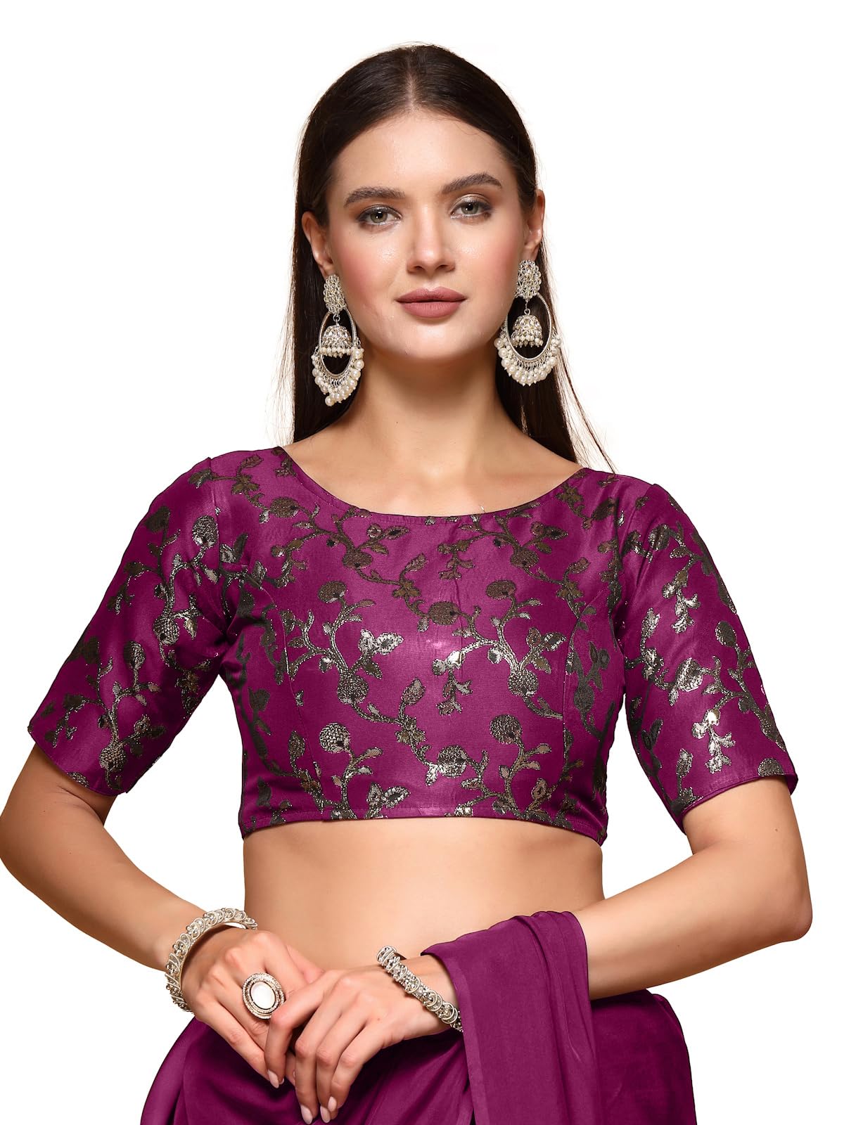 Oomph! Readymade Blouse For Women, Brocade, Boat Neck, Rbbl499