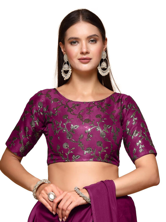 Oomph! Readymade Blouse For Women, Brocade, Boat Neck, Rbbl499
