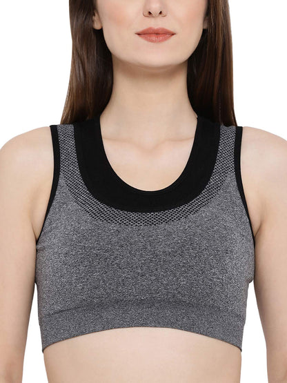 Clovia Womens Cotton Padded Wire Free Sports, Seamless Bra (BR1867P05XXL_Grey_2XL)