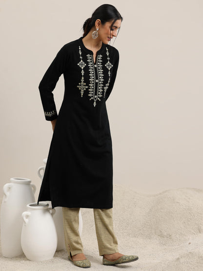 Libas WomenS Wool Blend Yoke Design Kurta Set (48763W_Black