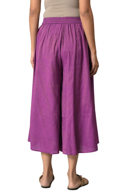 Aurelia Purple Solid Rayon Culottes Trousers for Women