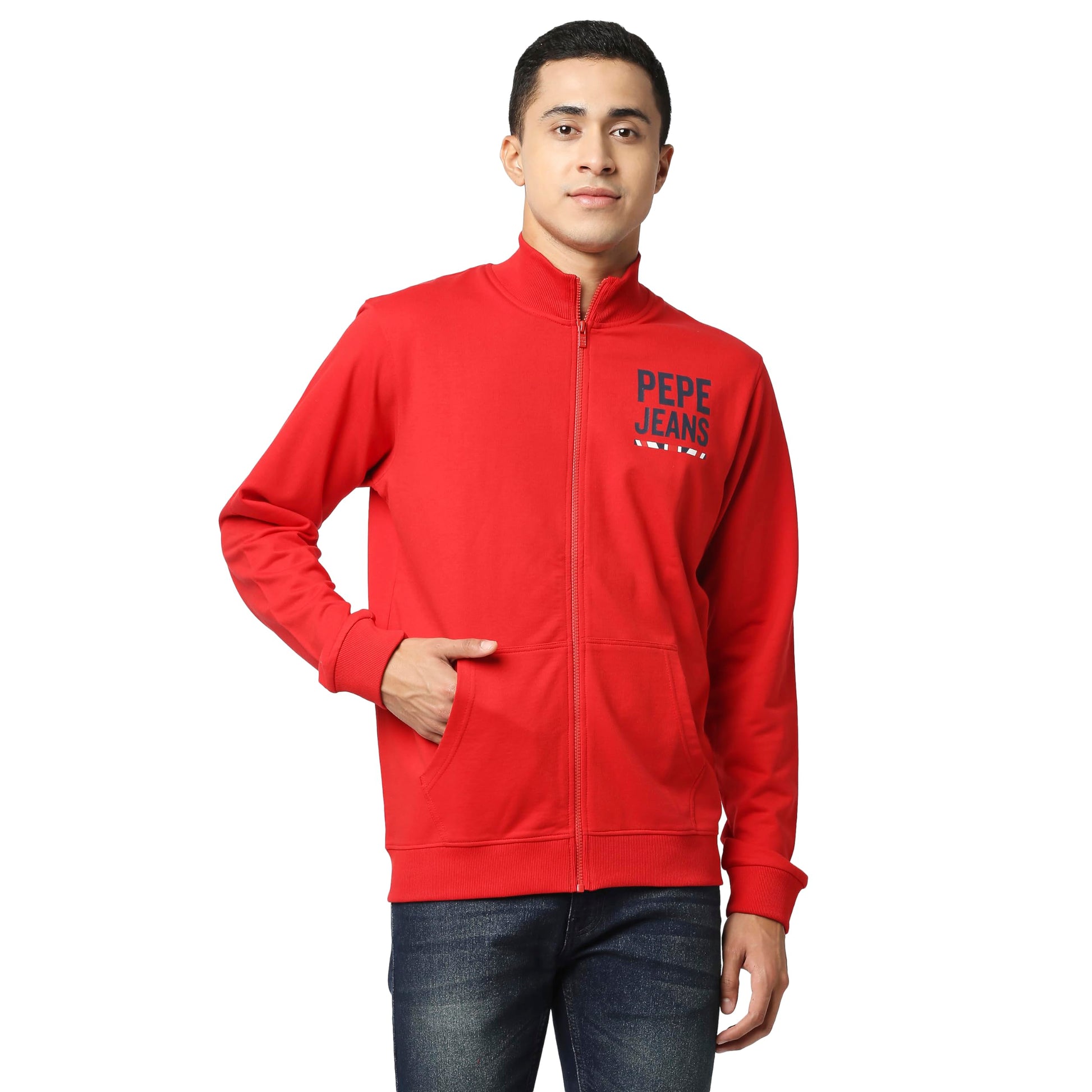 Pepe Jeans MenS Cotton Blend High Neck Sweatshirt (Pm582395_Classic Red_L)
