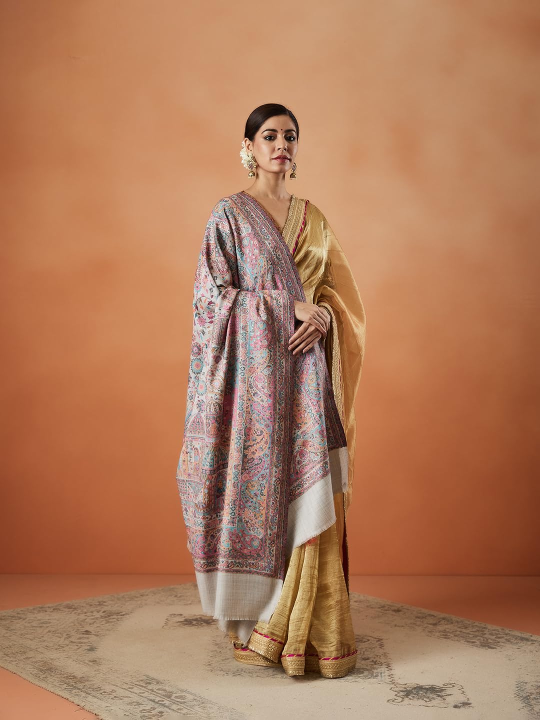 Pashmoda Women Khushnuma Kaani Wool Blend Kashmiri Shawl (Size: 101X203 CM)