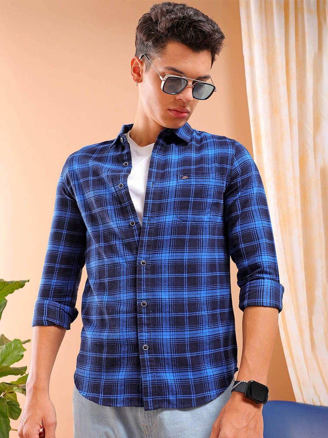 The Indian Garage Co Mens Slim Fit Shirt (1223-SHBCYD-16-03_Blue