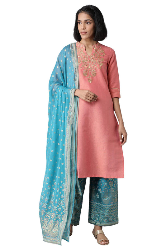 Aurelia Women's Rayon Blend Kurta & Palazzo With Dupatta