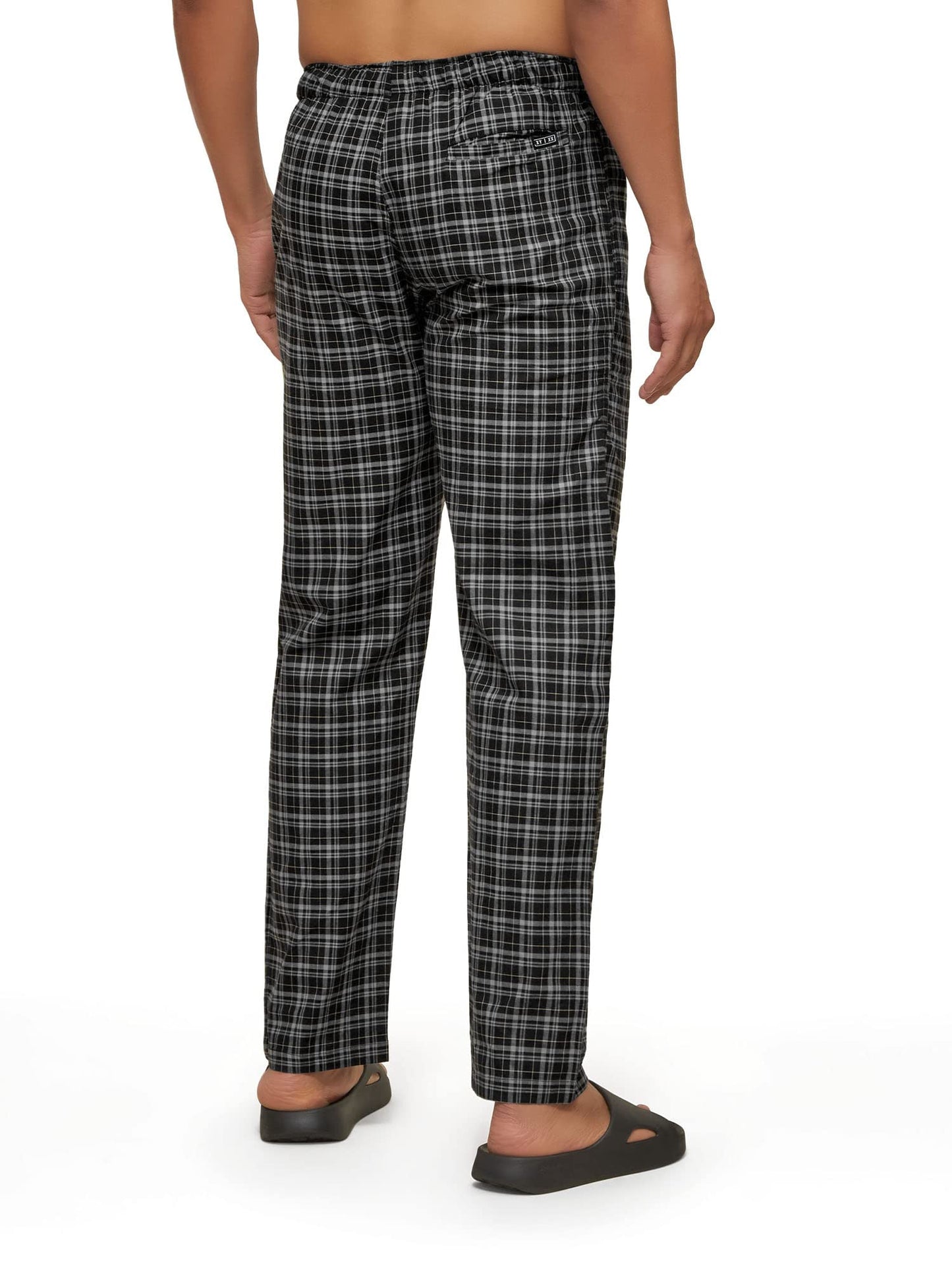 XYXX Mens Super Combed Cotton Checkered Checkmate Pyjamas [Pack of 3] Elasticated Waist, Drawstring | Loungewear for Men in Blu