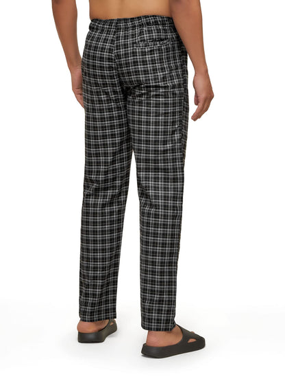 XYXX Mens Super Combed Cotton Checkered Checkmate Pyjamas [Pack of 3] Elasticated Waist, Drawstring | Loungewear for Men in Blu