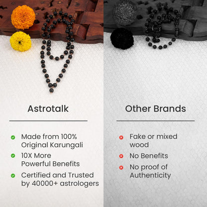 Astrotalk Karungali Malai 54+1 Beads with Copper Wire(8mm) | Karungali Mala Original for Protection & Mars Balance | Ideal Jap Mala for Meditation | Gift for Man & Woman | Premium Gift Box