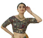 Pujia Mills WomenS Blouse Readymade Embroidery Multicoding Gold Thread And Multicolor Dhaga Work Handwork Readymade Saree Blous
