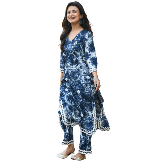 ANNI DESIGNER Womens Cotton Blend Kurta Palazzos Set