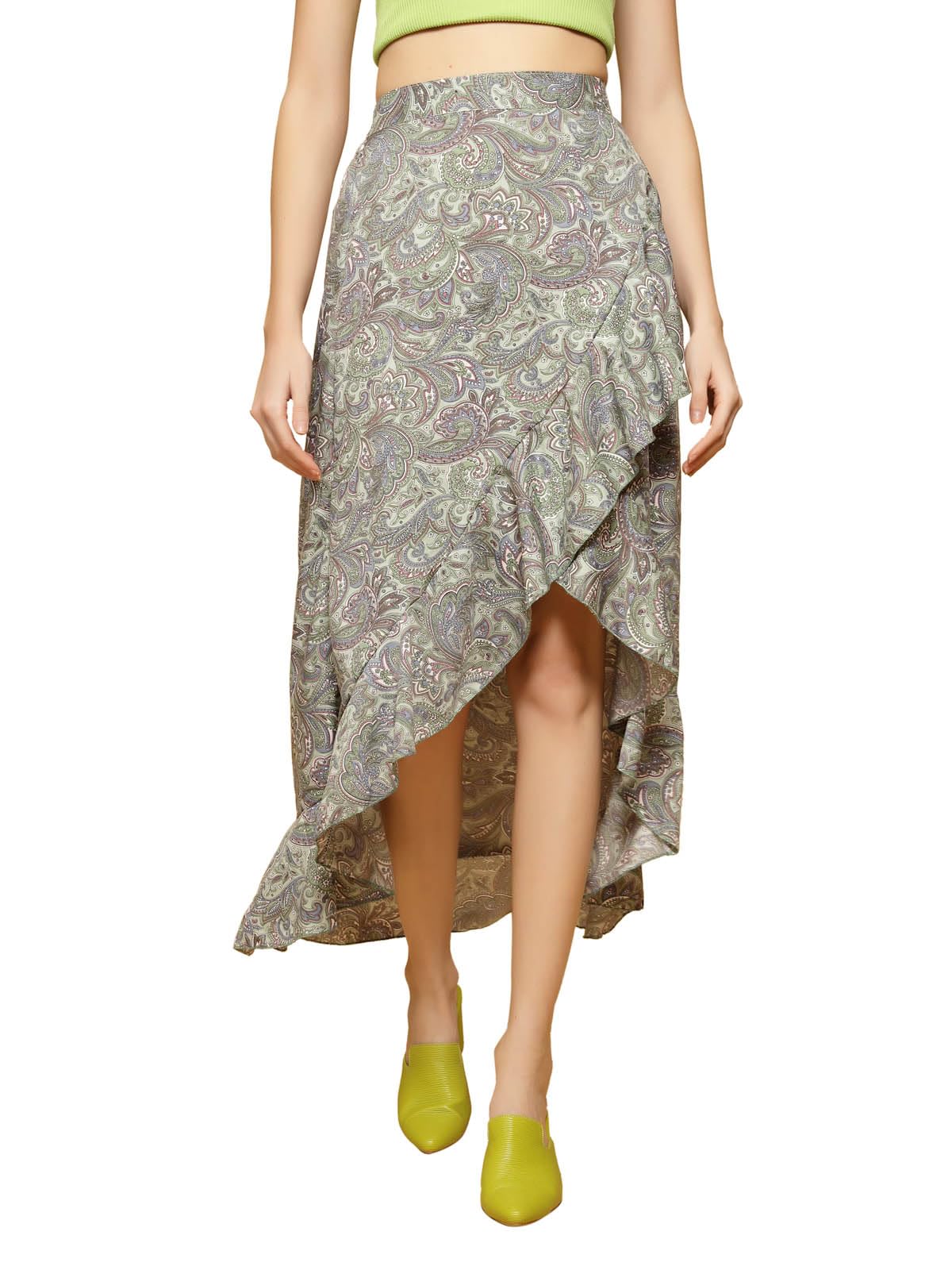 OOMPH! Long Skirts for Women Green - msk073