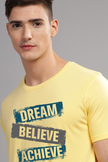ADRO Men's Solid Regular Fit T-Shirt (RN24-DBA-LY_Light Yellow