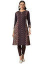 W for Woman Maroon Jacquard Flared Plus Size Winter Kurta