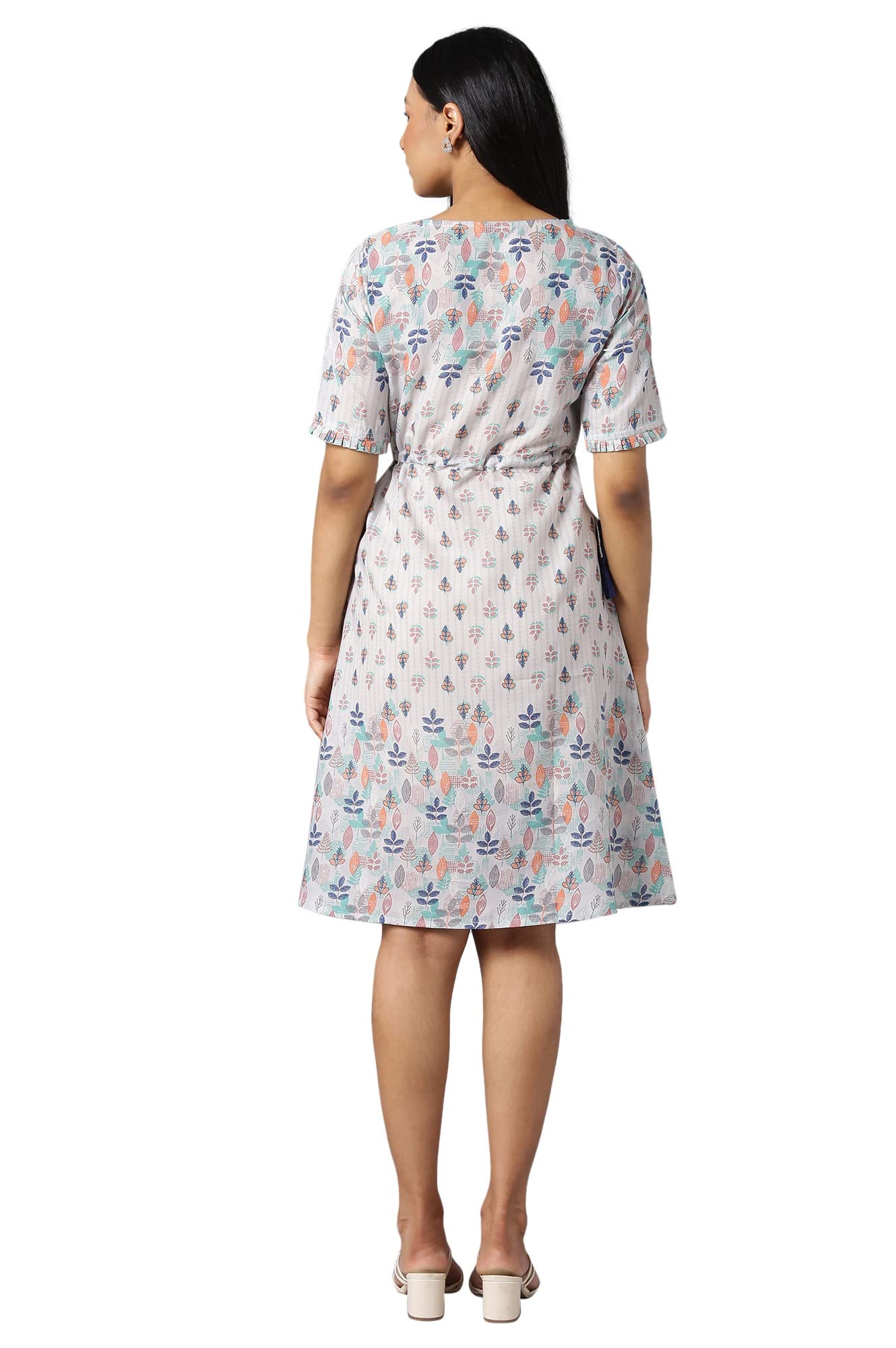 Aurelia WomenS Polyester Fit And Flare Knee-Length Casual Dress (22Ona13252-505341_Grey