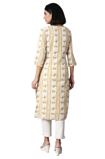 W for Woman Women's Cotton Blend Straight Kurta