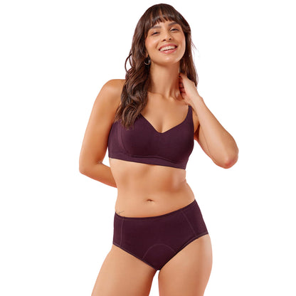 Enamor Womens Cotton Polyester Modern Solid Briefs (Pack of 1) (IP12_Grape Wine