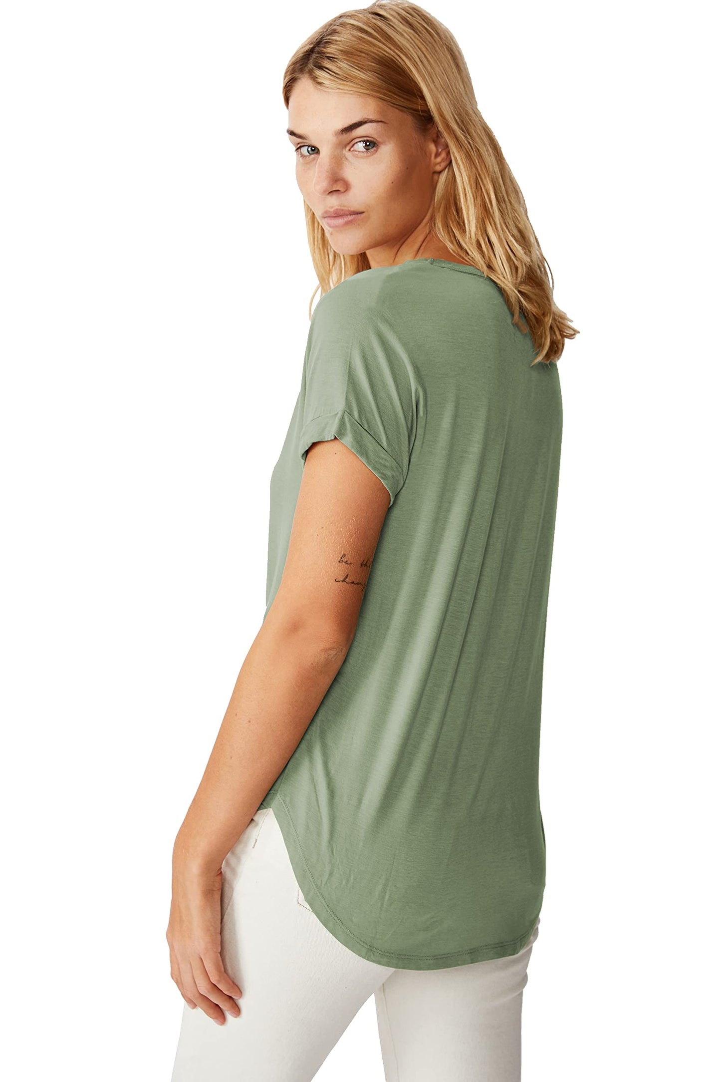 Fabricorn Combo Of Three Plain Sage Green, Airforce Blue And Wine V-Neck Up And Down Cotton Tshirt For Women (Sage Green, Airfor