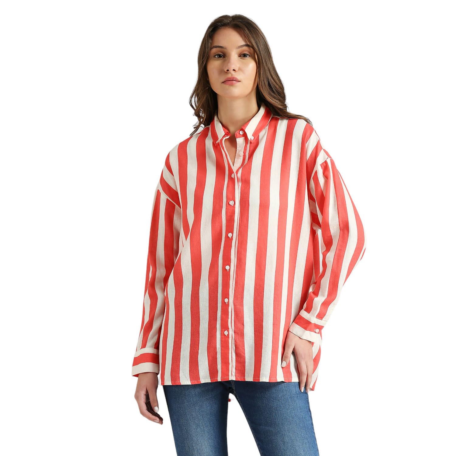 Blake Linen Viscos Oversize Fit Striper Shirt.