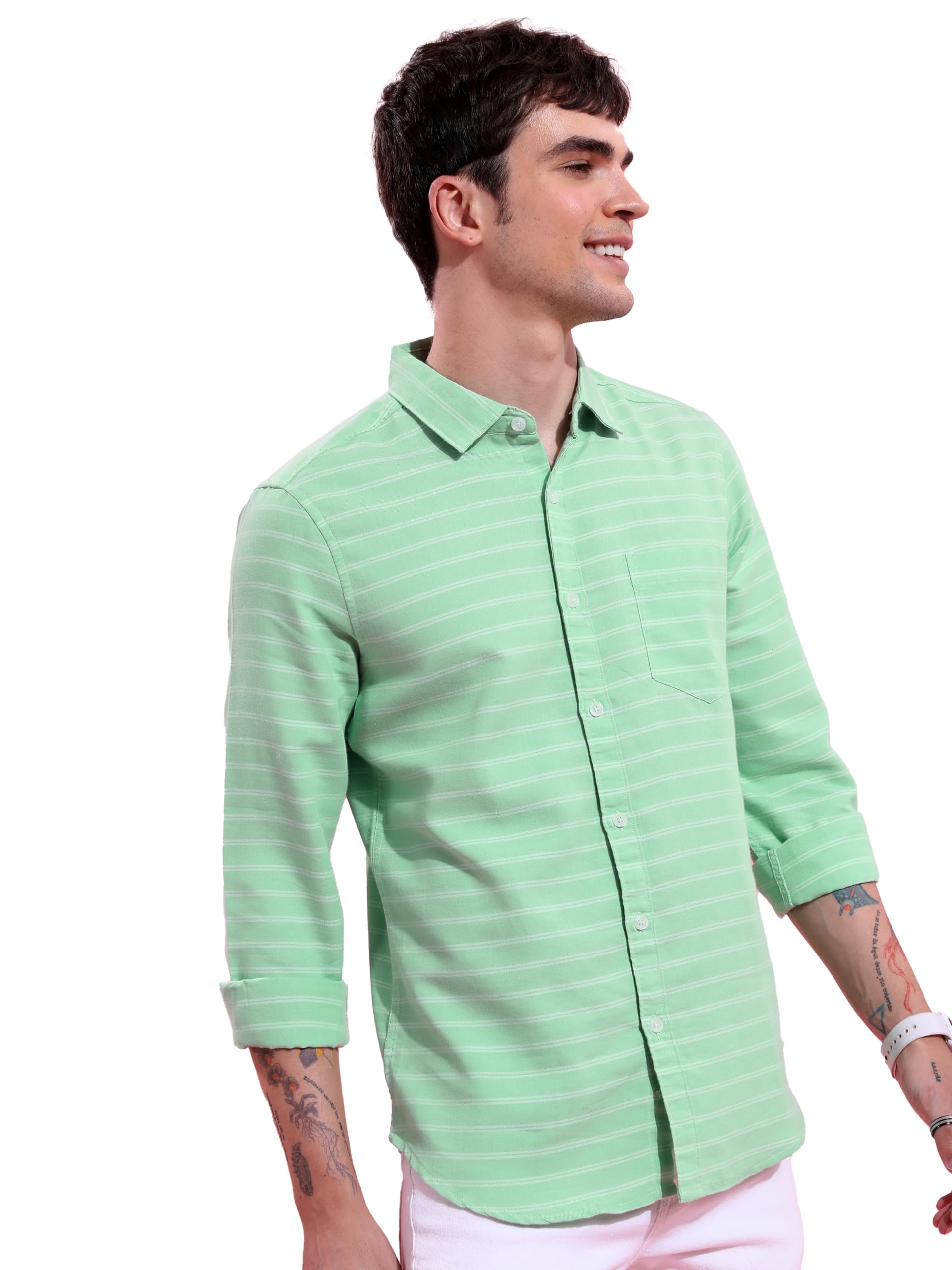 Ketch Mens Slim Fit Mint Casual Shirt (KHSH001519_Mint_M)