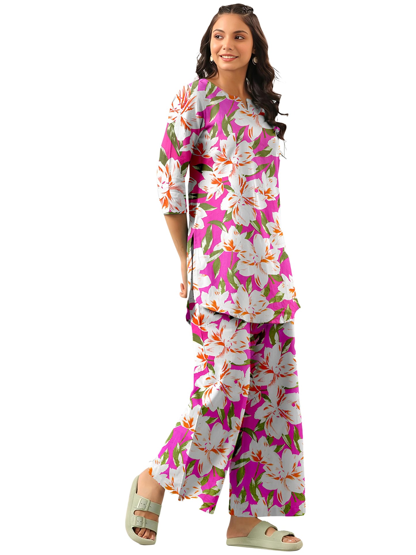 Tee Projekt Co Ord Set for Women Stylish | Kurta Set for Women Pink