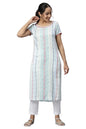 White Floral Motifs Dobby Kurta (Size: 2XL)-24AUA13363SS-702539