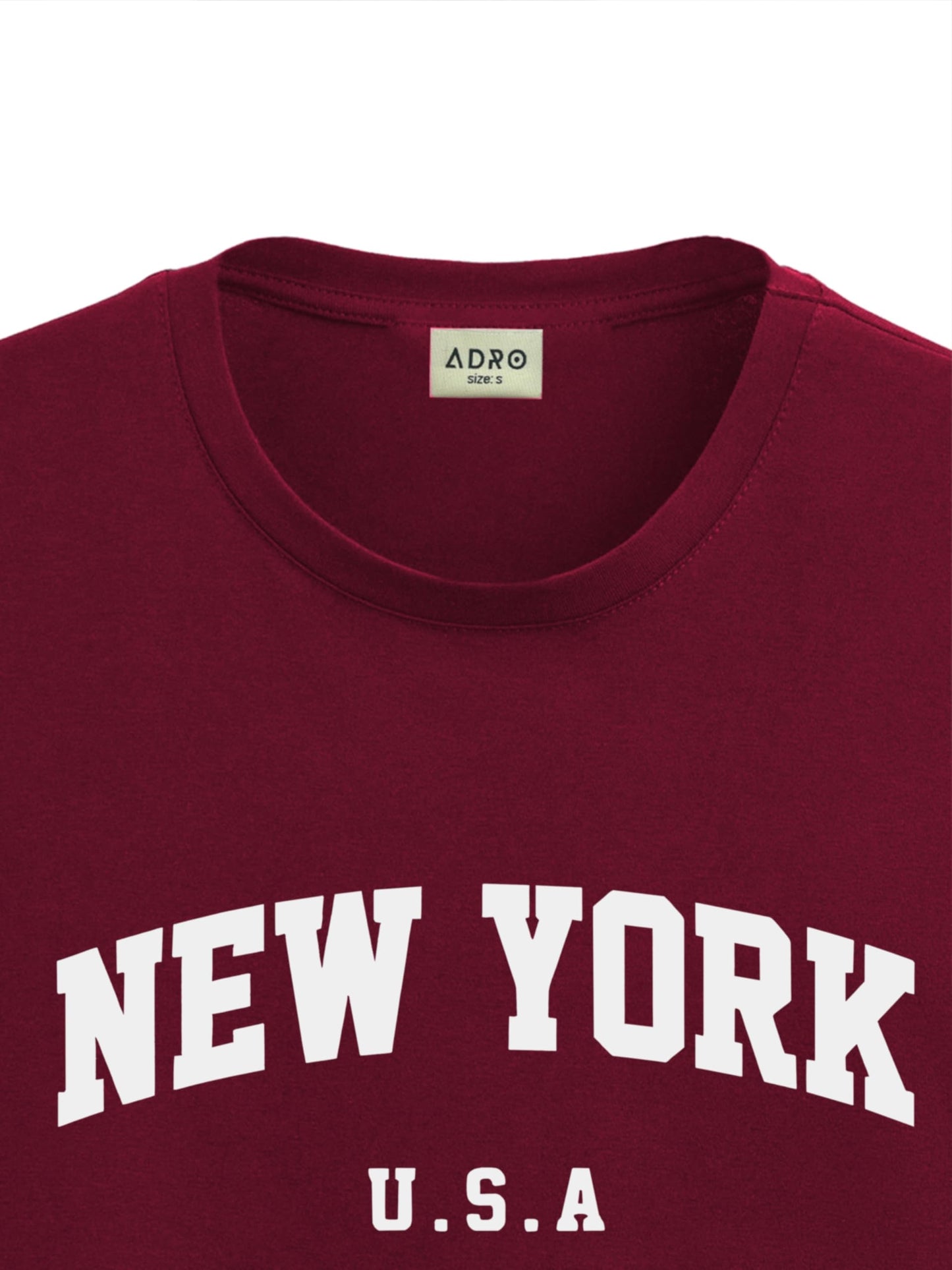 ADRO Mens Solid Regular Fit T-Shirt (RN24-NEW-MR_Maroon