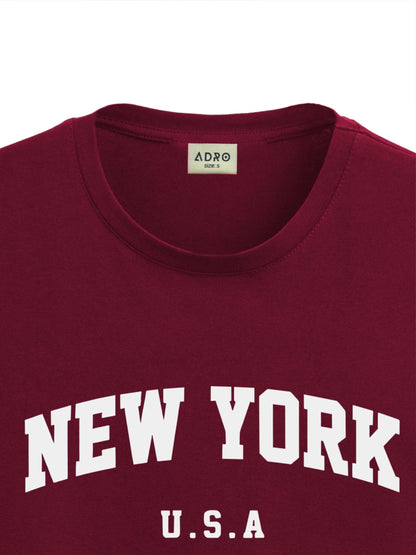 ADRO Mens Solid Regular Fit T-Shirt (RN24-NEW-MR_Maroon