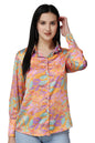 POPWINGS Printed Full-Sleeves Regular-Fit Satin Printed Shirt for Women Stylish Western Casual Wear Multicolour