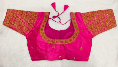 Pujia Mills WomenS Readymade Blouse Embroidery Multi Coding Gold Thread Indian Ethnic Designer Stitched Half Sleeve WomenS Rea