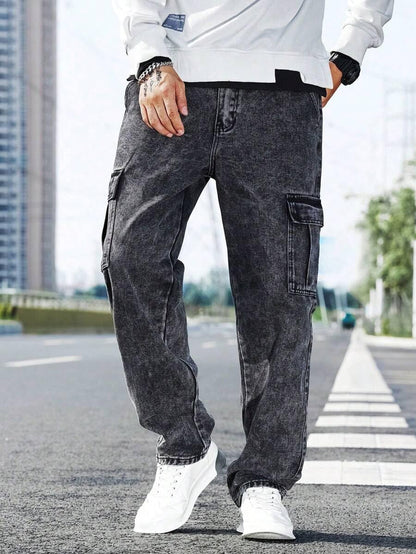 TAGAS Men Loose Fit Mens Flip Pocket Jeans || Mens Stylish Cotton Loose Fit Denim Cargo || Multi-Pocket Styling Pant|| (in, Num