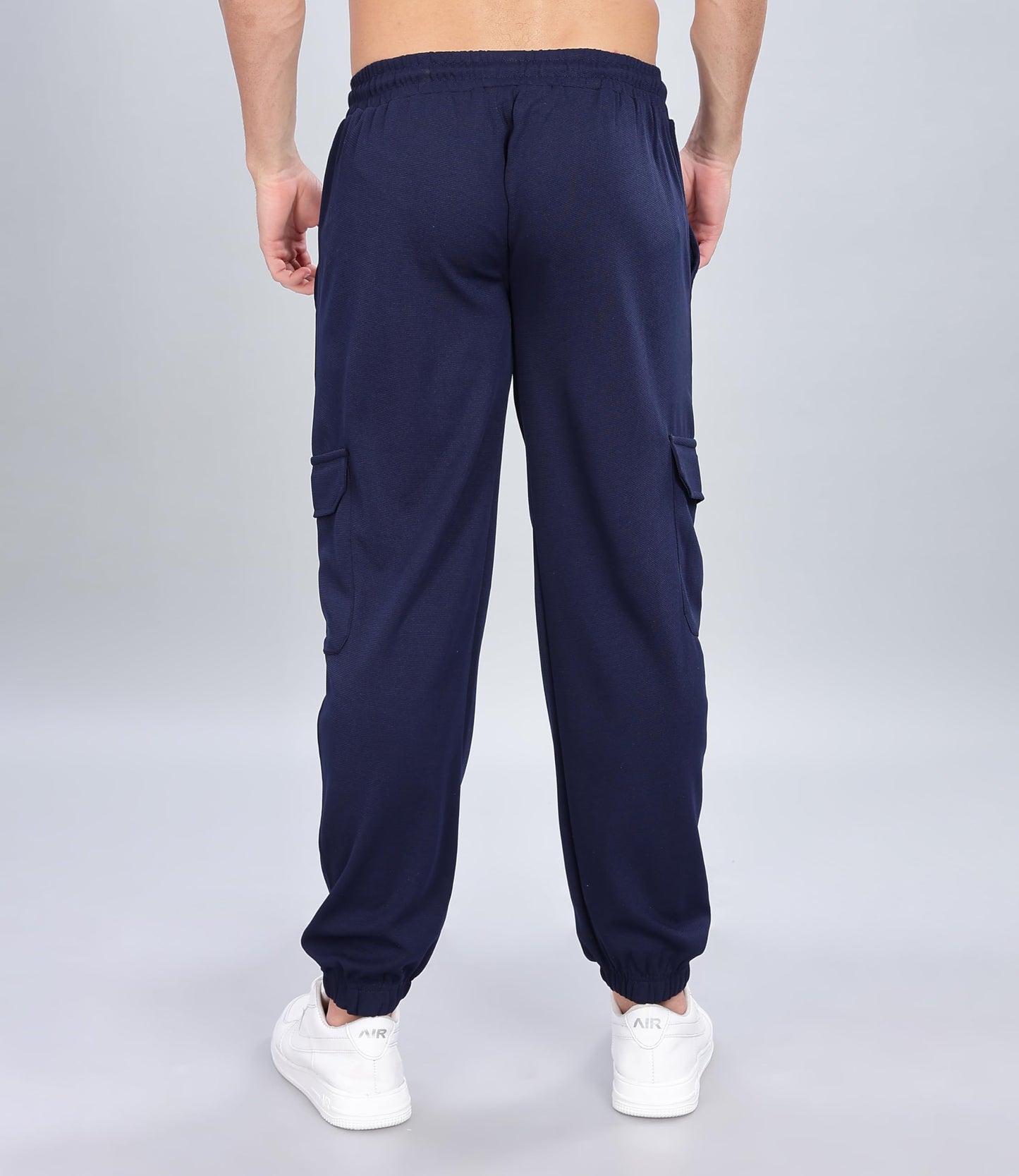SHODOX Mens Casual Regular Fit Cargo Trackpant with Drawstring, Elastic Bottom with Side Pockets (Pack of 1) Navy