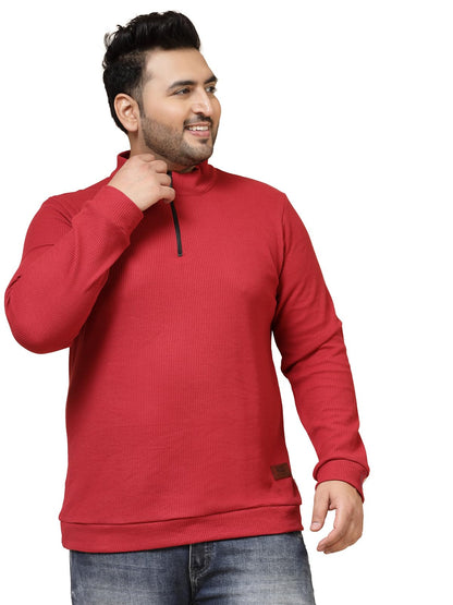 Rigo Waffle Knit Solid Plus Size T-Shirt for Men | Full Sleeves T-Shirt | Solid T-Shirts for Man | Stylish, Casual Wear Plus Siz