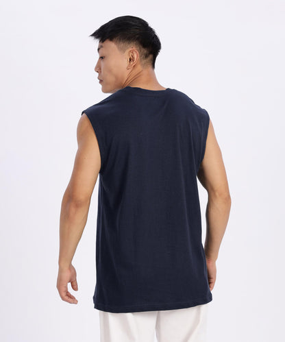 SHODOX Mens 100% Cotton Tank Tops Round Neck Sleeveless Sports Loose fit Vest (Pack of 1)