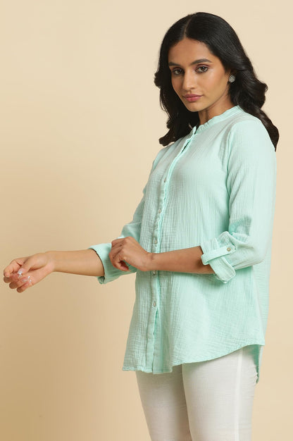 W for Woman Womens Solid Regular Fit Top (23AUW30706-220877_Light Blue