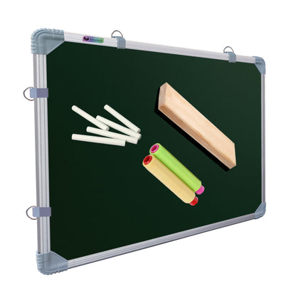 Eduway 3X2 Feet Kunj Non-Magnetic Double-Sided Chalk Board & White Board (Combo Pack) With 1 Wooden Duster, 2 Chalk Holders, 10