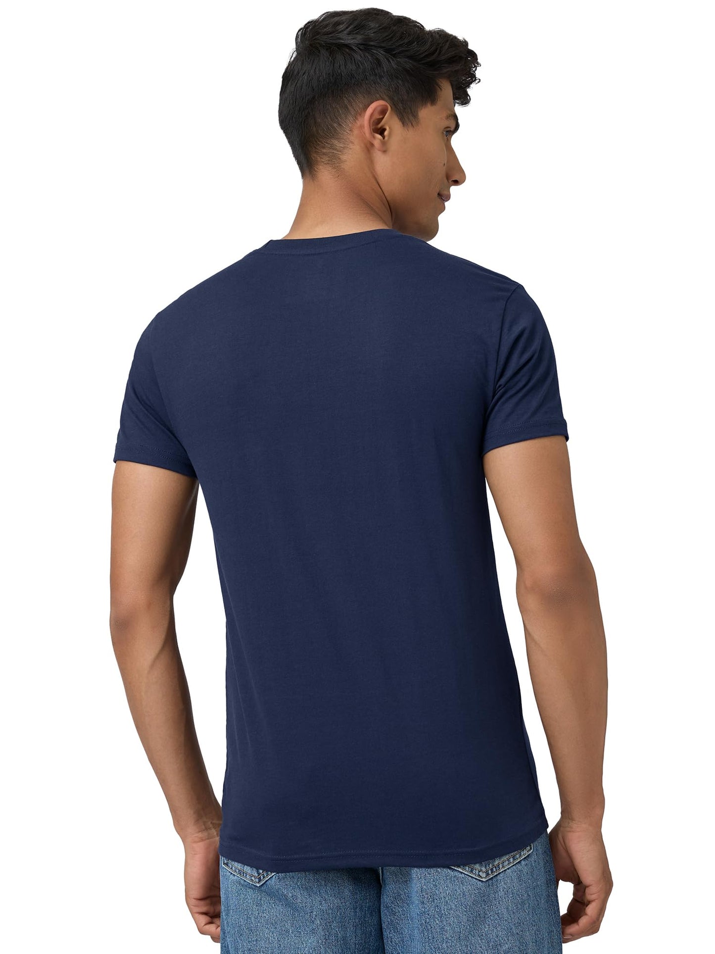 XYXX Mens Solid Regular Fit T-Shirt (XY_CR15_Tshirt_1_Navy