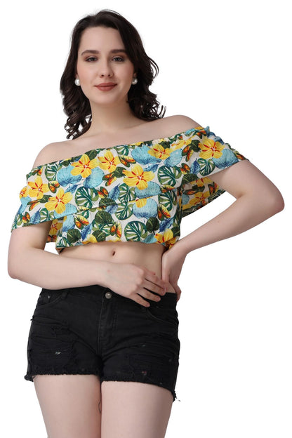 POPWINGS Women Casual Off-Shoulder Crop Top for Women || Cute Women Crop Top for Summer || Sleeveless Crop Top for Women || Late
