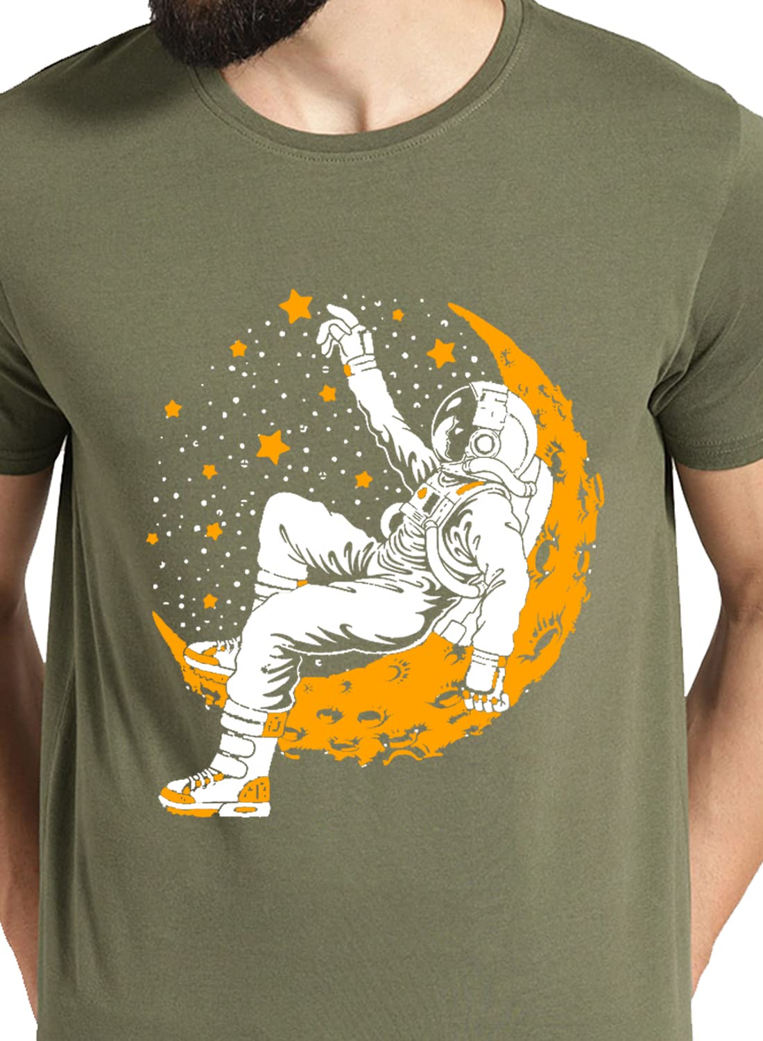 ADRO Astronaut Graphic Design Mens Printed T-Shirts (RNR-M-Moon)