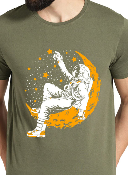ADRO Astronaut Graphic Design Mens Printed T-Shirts (RNR-M-Moon)