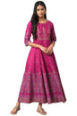 W Purple Embroidered Synthetic Glitter Maxi Dress For Women